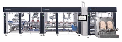 One of the two robotic case packing systems from Schubert handles six formats of Made for Meat barbecue sauce (shown) and salad dressings in glass bottles.