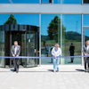 Alex Eder, Guido Spix, Beate Ullrich, Christian Traumann, and Stephan Thomae at the opening of the Multivac Training & Application Center for Slicing & Automation.