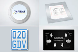 In addition to PlasmaPatch, Patch-Safe (above right), the display protection film (below right) and the adhesive moped plate (below left) won recognition in the FINAT Awards competition.