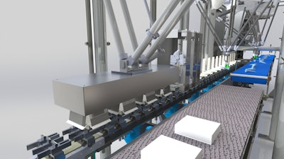 The Peregrine robotic cartoning solution from JLS forms, loads, and closes top-load cartons.