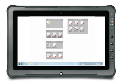 The IQ Tablet includes the technical manual, 3D print viewer, and dynamic changeover checklist with video guidance.