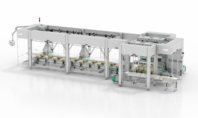 The Sigpack TTMD topload cartoner with integrated Delta robots, picks the products and places them flat or on-edge in the cartons. Picture: Syntegon