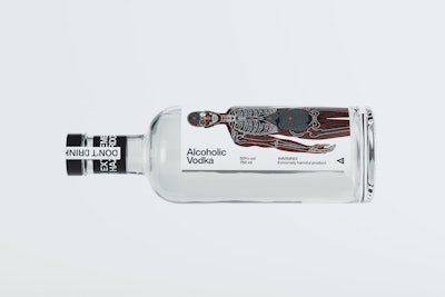 The bottle features warnings such as a 'Don't Drink' seal.