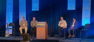 Speakers from left at TempPack: Mark Maurice, Sensitech; Eric Silberstein, eBiotech Consulting, LLC; Bryan Cardis, Eli Lilly and Company; Arif Rahman, MaxQ Research LLC
