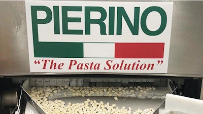 Pierino gnocchi exit the Messer Wave Impingement Freezer. The wave-like action helps keep the product separated while the impingement gas flows increase throughput, cryogen efficiency, and operating leverage for the premium pasta maker.