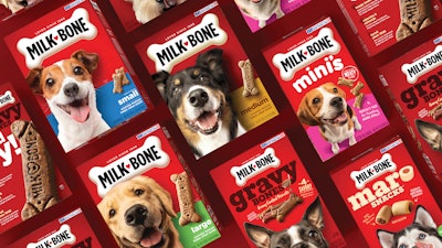 Dog imagery, designed to mimic the exciting moment a dog looks up at you for a treat, was evolved to become a larger, even more important element of the packaging.