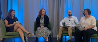 Sustainability – No Longer Just a “Nice to Have”, Speakers from Left: Lindsay Smaron, Samantha Smith, and Kevin Kane with Moderator Jamie Pero-Parker, PhD at thePACKout.