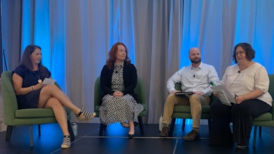 Sustainability – No Longer Just a “Nice to Have”, Speakers from Left: Lindsay Smaron, Samantha Smith, and Kevin Kane with Moderator Jamie Pero-Parker, PhD at thePACKout.
