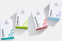 Each carton carries a statement starting with a big verb—restore, transcend, embrace, or relieve—to underscore the benefits of the different formulations.