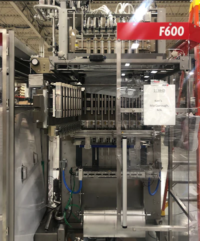 The form, fill & seal machine F600 getting ready for customer Ken's Foods.