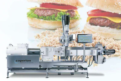 The ZSK Food Extruder with Coperion K-Tron Screw Feeder is used to produce plant-based proteins.