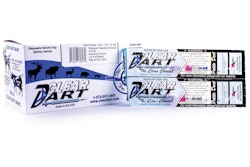 Printed, branded lidding material seals product in thermoformed trays. Both the larger dosage and the petite darts are then cartoned for retail at a 24-count.