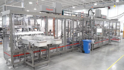 The fully automated custom monobloc cartoning, case packing, and palletizing system at Underwood Ammo.