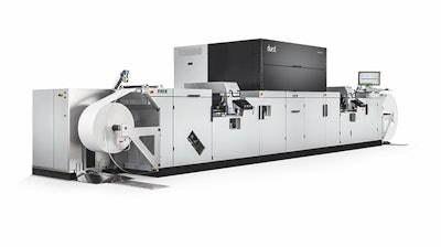 Designed to take over mid-to long-run jobs, the Durst Tau RSCi is driven by a Dimatix Samba G3L print head.