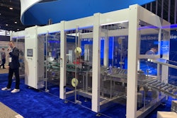 Körber Business Area Pharma’s K.Pak 665 was unveiled at PACK EXPO 2022, shown here with Matt Smith addressing the crowd. The system is designed for speeds up to 12 cases/min.