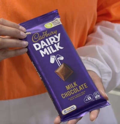 Mondelez's Cadbury chocolate packaging with 30% recycled plastic.