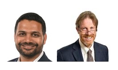 Speakers at the 2023 PDA Annual Meeting (from left): Hari Pujar, PhD, MBA, operating partner, Flagship Pioneering; Don Healey, PhD, chief technology officer, Adicet Bio.