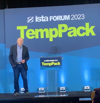 Lee Menszak, associate director, engineering at Merck, addressed the crowd at ISTA’s TempPack in Houston.