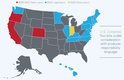 Over 30 bills surrounding EPR and packaging have been introduced across the U.S.