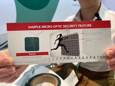 The Crane micro-optic technology labels are customizable.