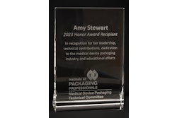 Amy Stewart, Kent Hevenor, and Ryan Erickson were honored for their contributions to the medical device packaging community.