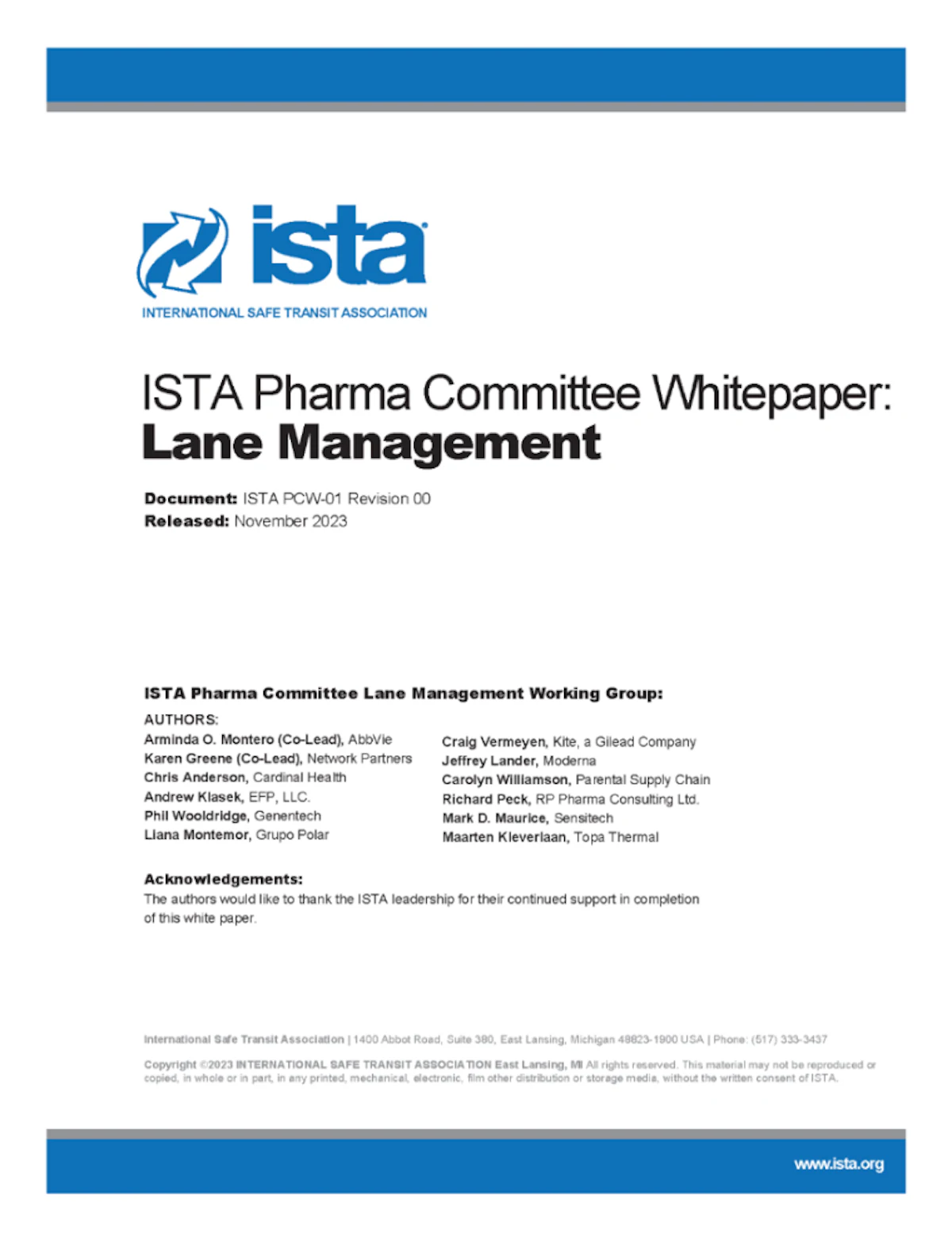 New Lane Management Whitepaper from ISTA's Pharma Committee - Vimarsana News