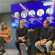 From left at Pharmapack Europe: Tom Oakley, Springboard; Aline Noizet, Digital Health Connector; Oliver Haferbeck, Gerresheimer; Eric Chanie, Merck; and James Fries, Rx-360.