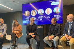 From left at Pharmapack Europe: Tom Oakley, Springboard; Aline Noizet, Digital Health Connector; Oliver Haferbeck, Gerresheimer; Eric Chanie, Merck; and James Fries, Rx-360.