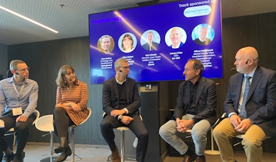 From left at Pharmapack Europe: Tom Oakley, Springboard; Aline Noizet, Digital Health Connector; Oliver Haferbeck, Gerresheimer; Eric Chanie, Merck; and James Fries, Rx-360.