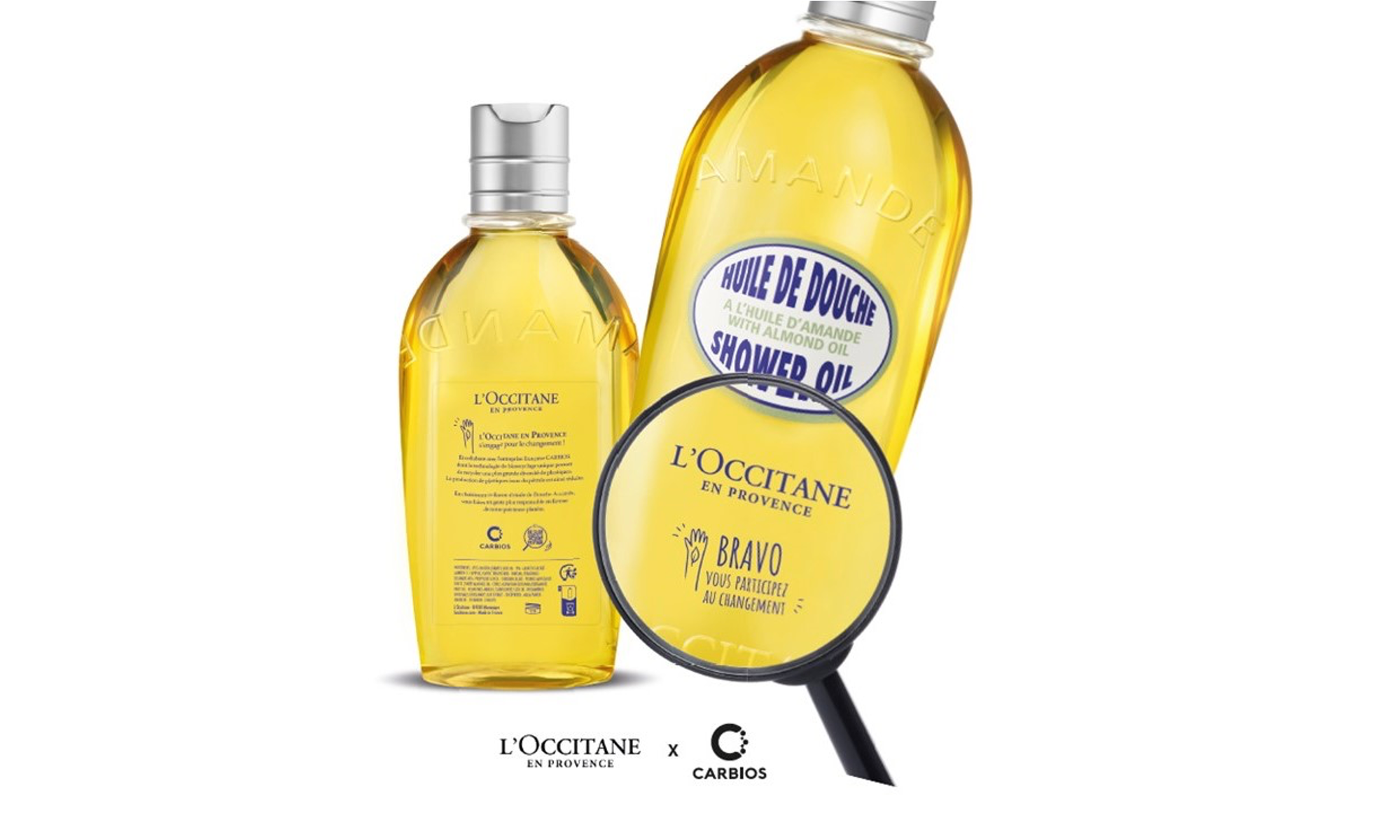 L&rsquo;Occitane is using PET bottles made entirely from enzymatically recycled PET waste for its Amande shower oil range.