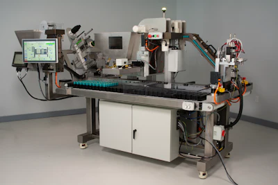 The ProFill SF lip balm filler from Lehnen Industrial Services combines unscrambling, in-parallel filling, cooling, capping, labeling and coding into one compact system.