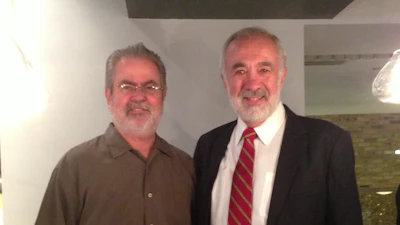 Pat Reynolds (left) and Benny Landa (right) discussed nanographic digital printing in 2013, right before the first commercialization of the tech. Now, more than 60 machines are in market.