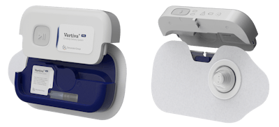The Vertiva® platform features a unique design with a single-use pod containing a pre-filled, pre-loaded cartridge, paired with a reusable, smart controller that communicates with a patented and magnetically coupled drive mechanism.