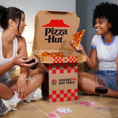 Pizza Hut introduced The Moving Box Table after a survey revealed many people eat pizza on the floor while moving.