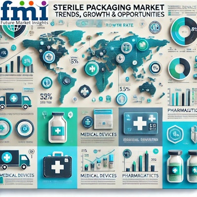 The sterile packaging market size is estimated to be worth $27,550.6 million in 2024 and is anticipated to reach a value of $48,415.9 million by 2034. Sales are projected to rise at a CAGR of 5.8% over the forecast period between 2024 and 2034.