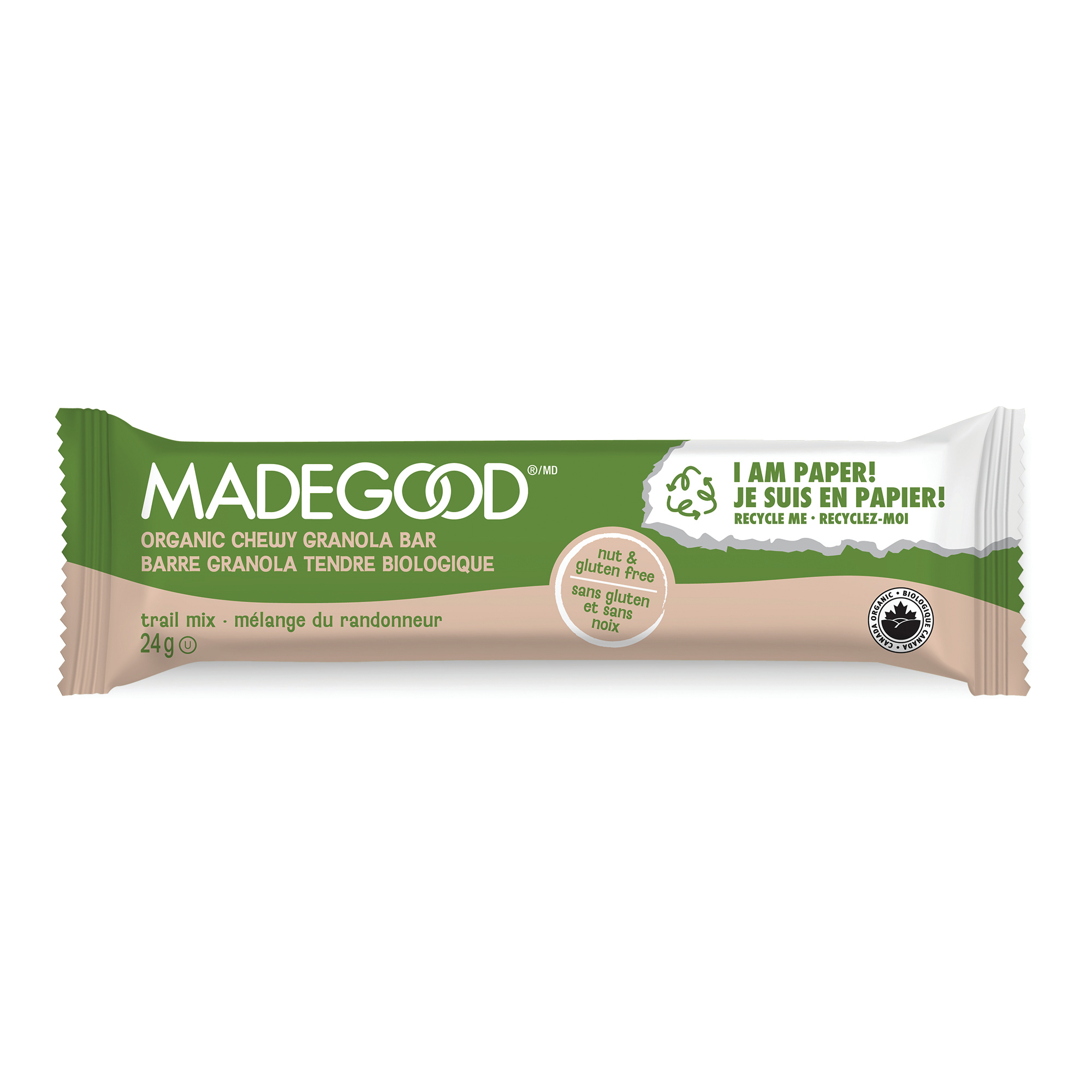 Compared to traditional bar wrap, the package reduces the amount of virgin plastic by 77% and has been certified by Western Michigan University to meet repulpability standards necessary for the recycling process.