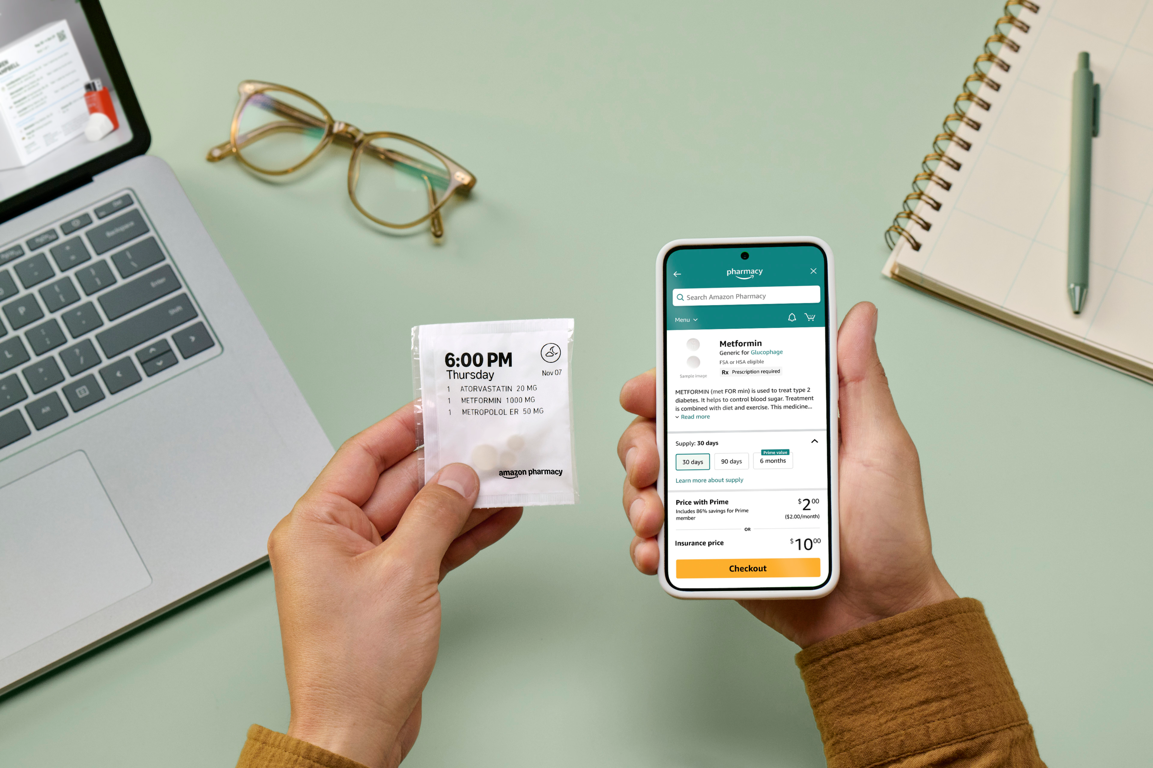 When enrolled in PillPack, customers receive monthly shipments of daily tear-away packets that are personalized and labeled with each medication (and its dosage) that identify a specific time and day of the week (with the calendar date included) for each medication to ensure proper organization of all meds.