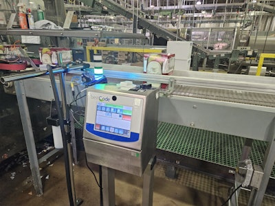 The newest CIJ coder installed at Yuengling replaces a laser coder. It’s mounted on the discharge of a cartoner used for 12-count cartons of bottles.