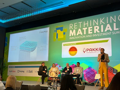 (from left) Linda Roman, Kim Bertens, John Ryan, and Edgar Castro-Aguirre, all of Kraft Heinz. (speaking) Sandra Wiegman, Kalpana Systems.
