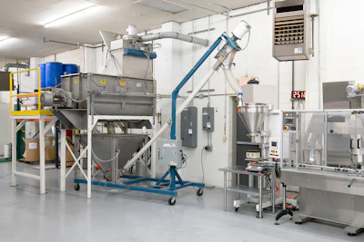 Industrial food processing equipment in clean manufacturing facility