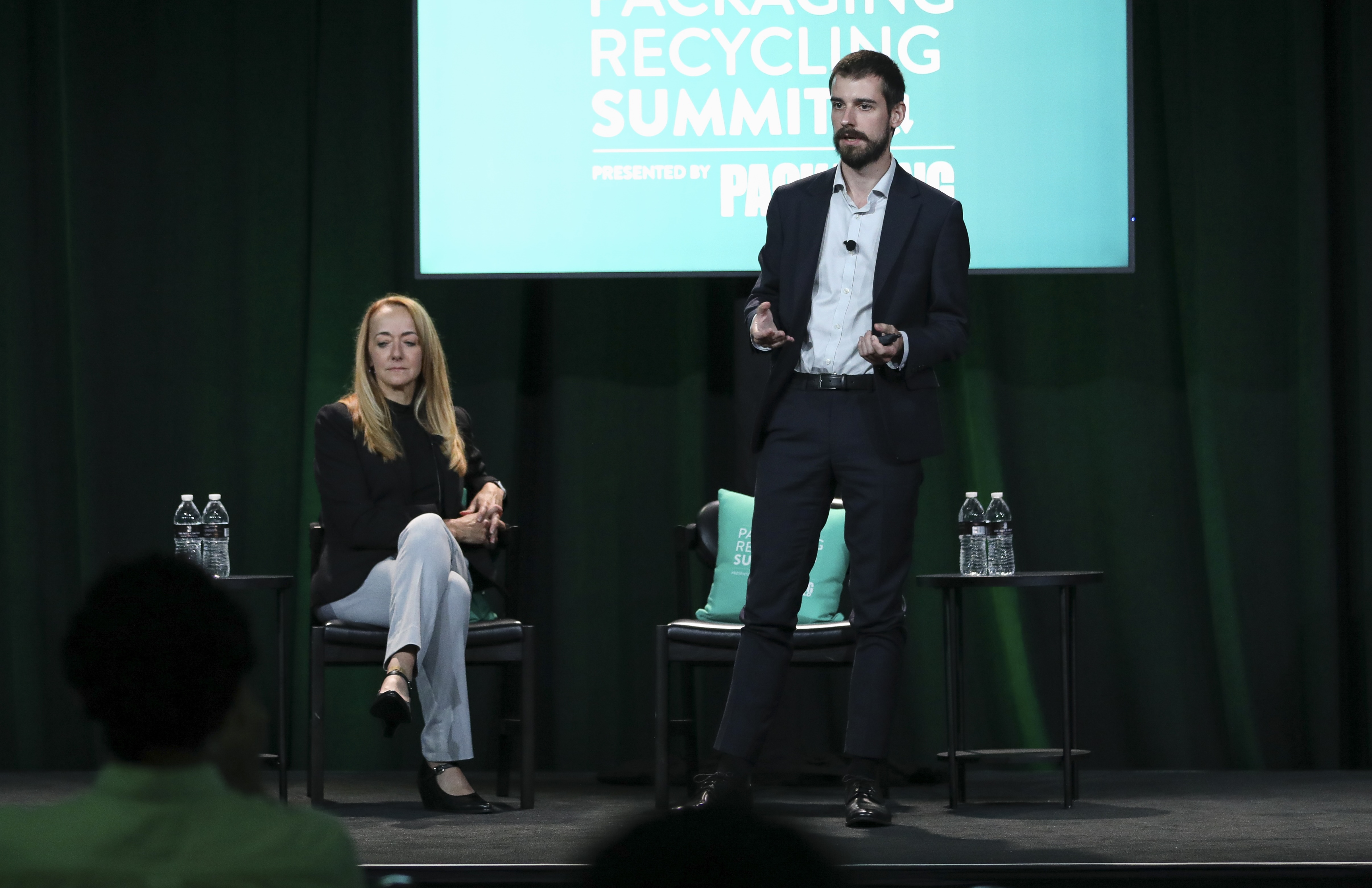 Kristin Taylor, director, catalytic capital, for Closed Loop Partners, and Gaspard Duthilleul, COO of Greyparrot