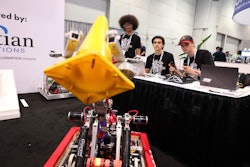 Students demonstrate their invention at the Future Innovators Robotics Showcase at PACK EXPO Las Vegas 2023.