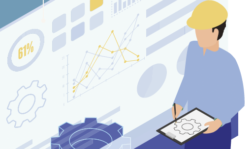 Professional analyzing data visualization with graphs and technical diagrams