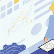 Professional analyzing data visualization with graphs and technical diagrams