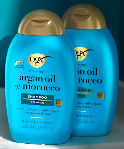 OGX’s redesigned Argan Oil of Morocco bottles now feature 100% rHDPE, require 30% less squeeze force, and have reduced the brand’s carbon footprint by 16%.
