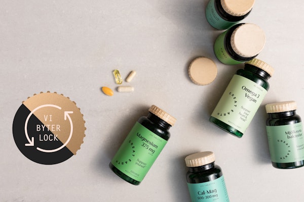 Great Earth’s full supplement line now features molded fiber screw caps developed with Blue Ocean Closures, replacing plastic across more than 70 products.