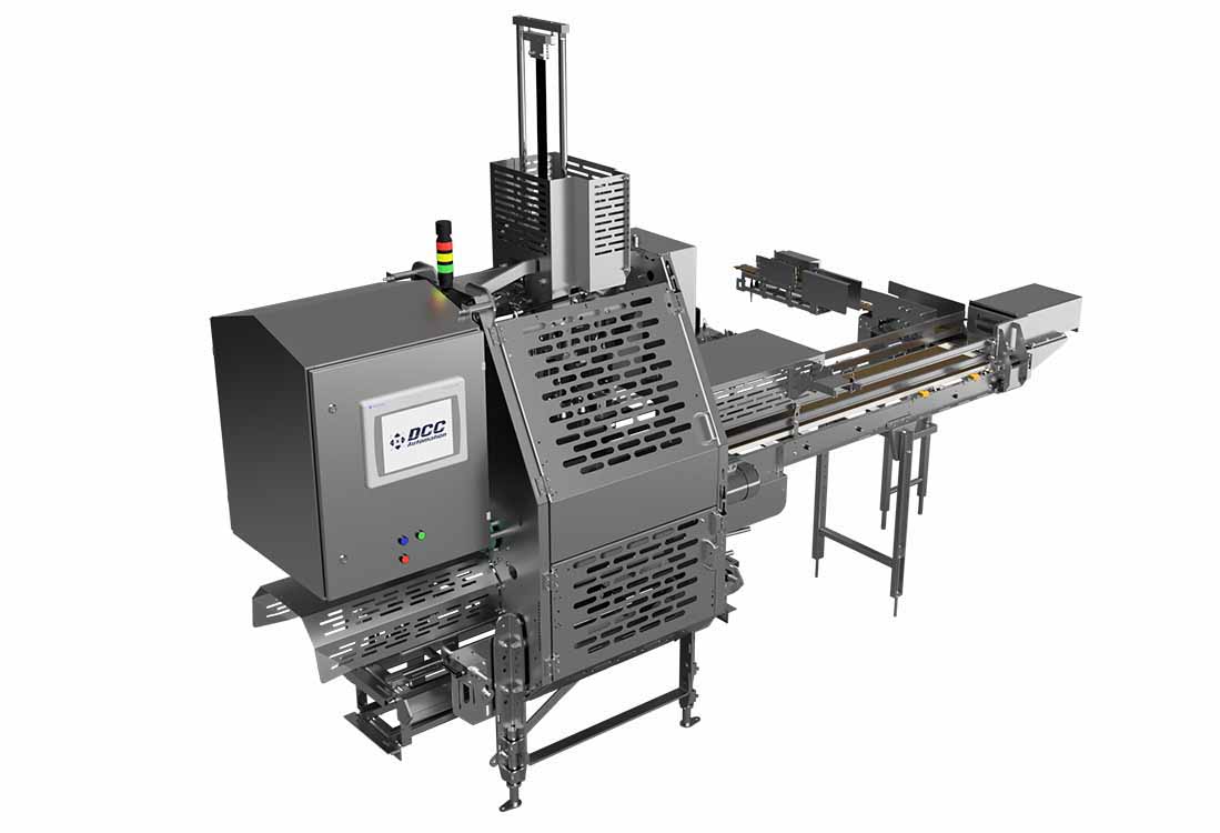 Industrial packaging machine with conveyor system and metal components