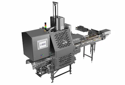 Industrial packaging machine with conveyor system and metal components