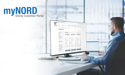 Professional working at desk viewing myNORD online customer portal dashboard