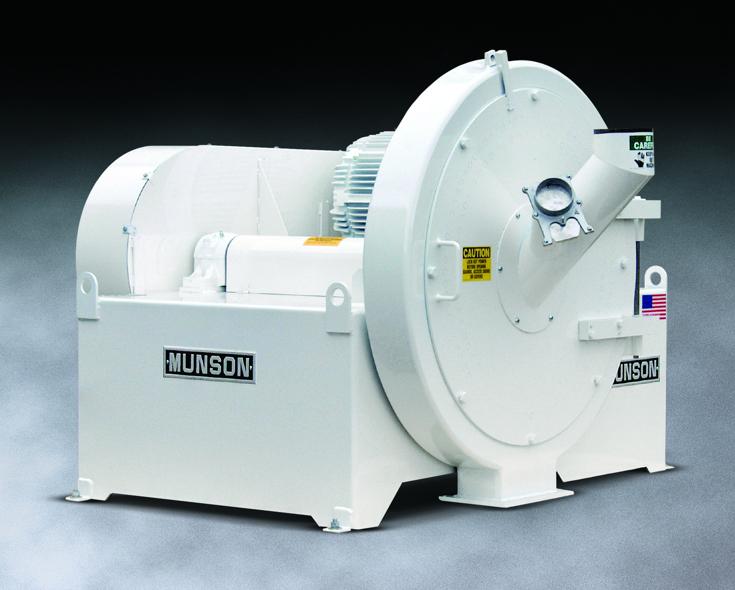 White Munson industrial machinery with circular design and mechanical components